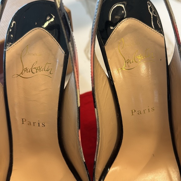Christian Louboutin heels. I am a true US 7.5 size and they fit perfectly. - Picture 2 of 16